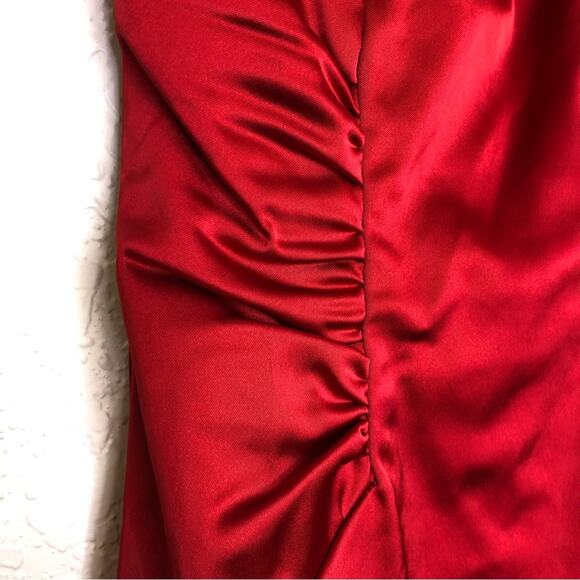 Cache red sleeveless ruched satin sheath dress size 2 NWT romantic cocktail - Picture 5 of 16
